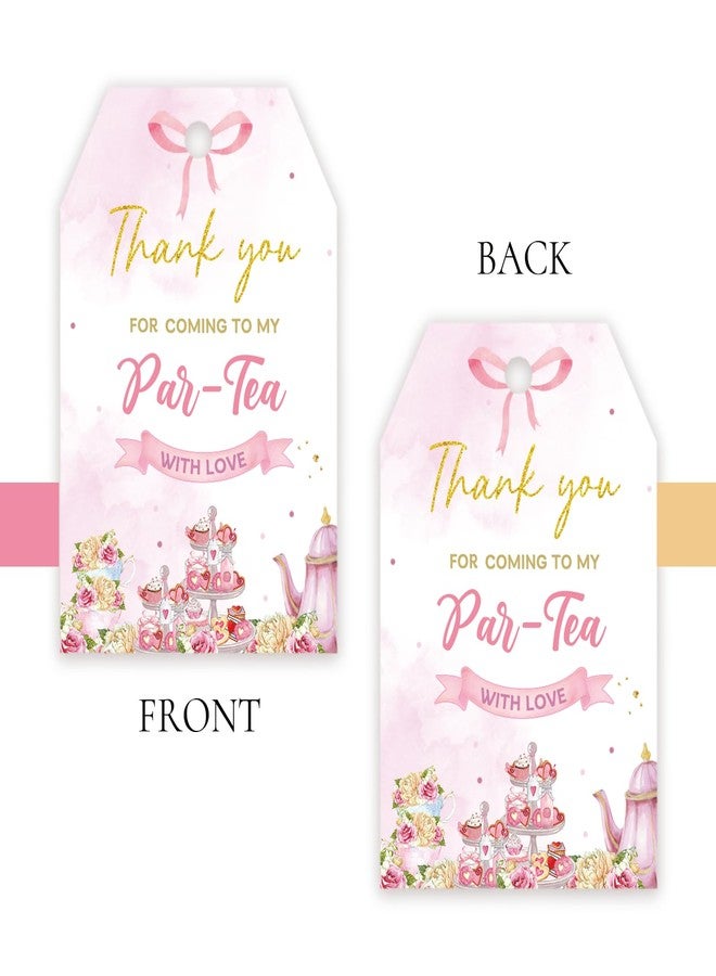 FORSHEEP 50pcs Par-Tea Thank You Tags, Tea-Party Favors Gift Tag with String for Girl Birthday, Afternoon Tea Thank You Paper Tags for Bridal Shower/Tea Themed Party Favors - Image 4